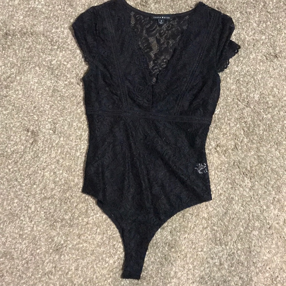 Black lace body suit